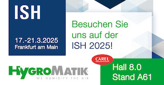 Hygromatik – Austeller auf der ISH als Hersteller für Systeme von effizienter Luftbefeuchtung @ 